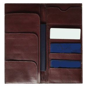 Vintage Dark Burgundy Cowhide Travel Passport Documents Credit Card Wallet